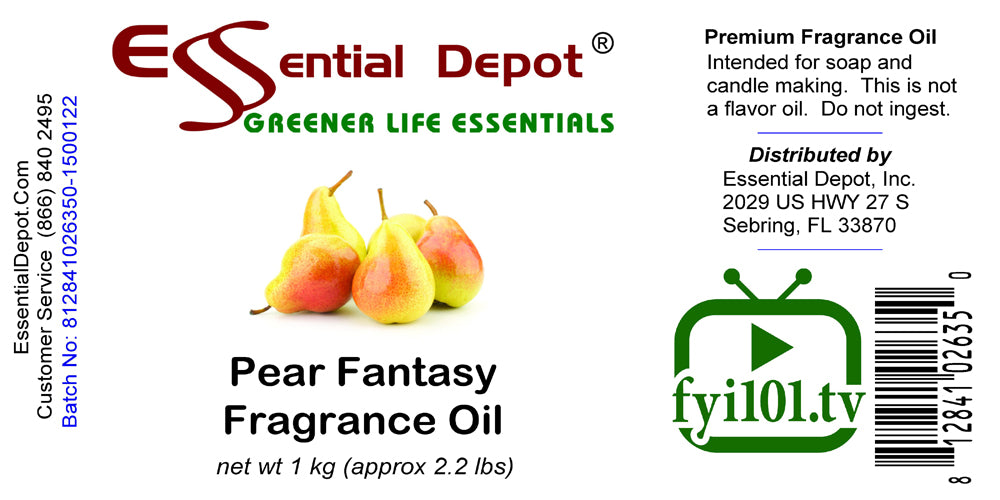 Pear Fantasy Fragrance Oil - 1 kg. - Approx 2.2 lbs.