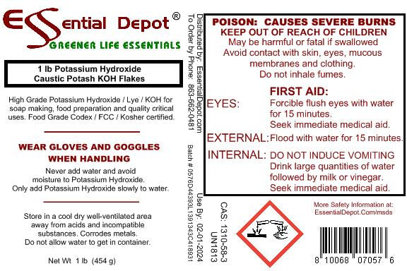 Potassium Hydroxide Flakes KOH, Caustic Potash Anhydrous KOH Dry - 4 lbs - 4 x 1lb Bottles
