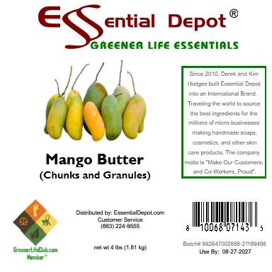 Mango Butter - Chunks and Crumbles - 4 lb net wt (1.81 kg) - Refined - Bleached - Deodorized