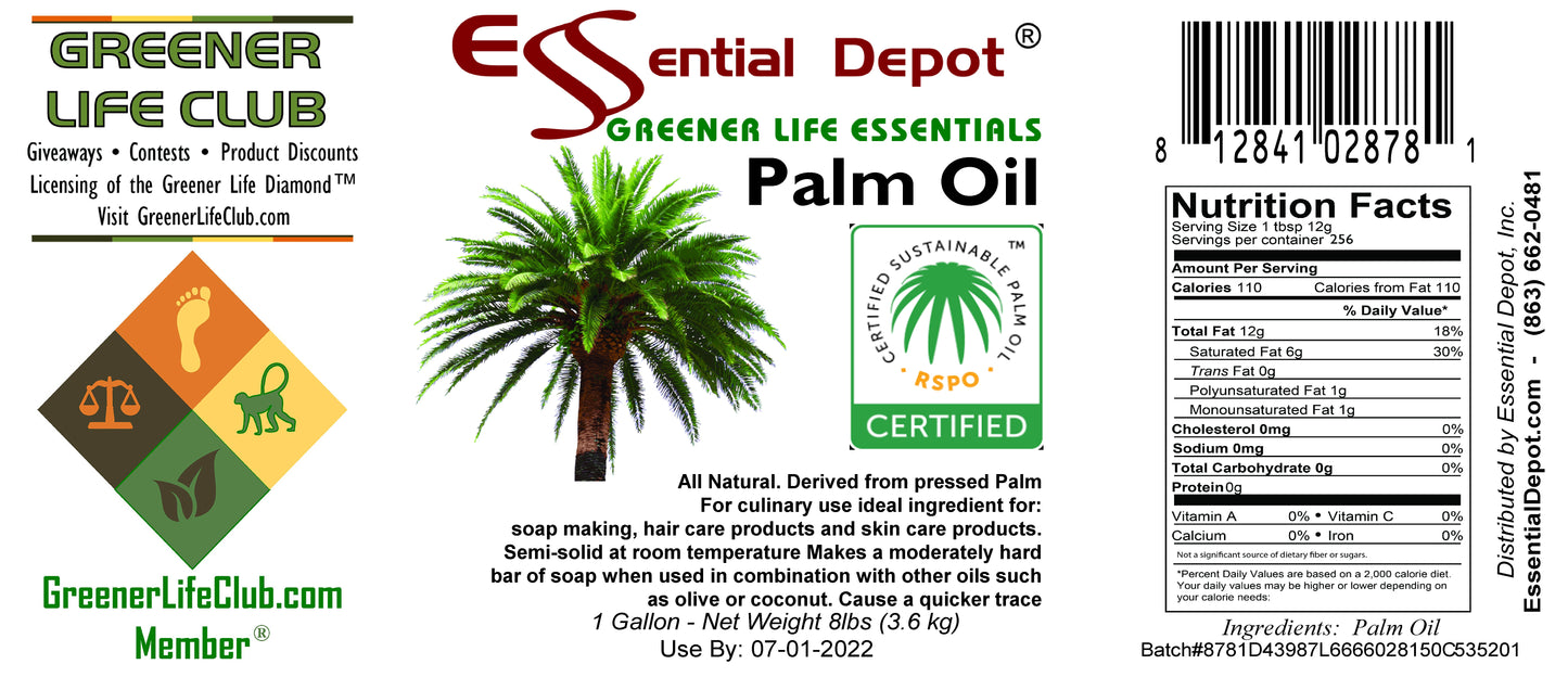 Coconut Oil 76F 1-Gallon and Palm Oil RSPO Sustainable 1-Gallon - Combination Pack - 2 x 1 Gallon