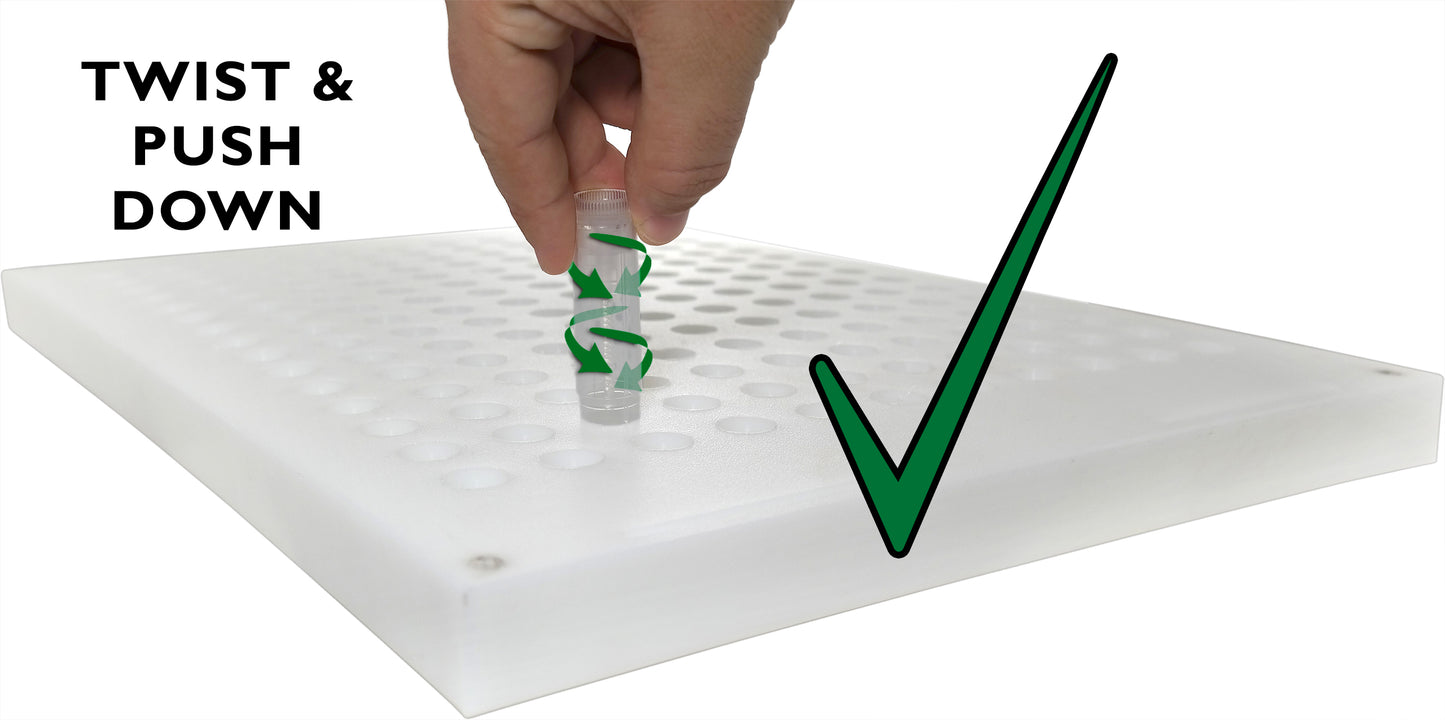 165 Balm Tube Tray (HDPE) - 165 Balm Tubes & Caps (HDPE) - 165 Seal Sleeves (PP) - Scraper (PP)