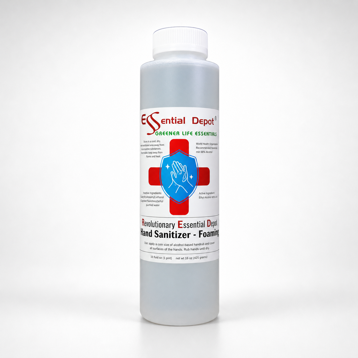 16oz HAND SANITIZER FOAMING Refill (no pump) - FOAMING - 70% Alcohol - W.H.O. Recommended Ingredients