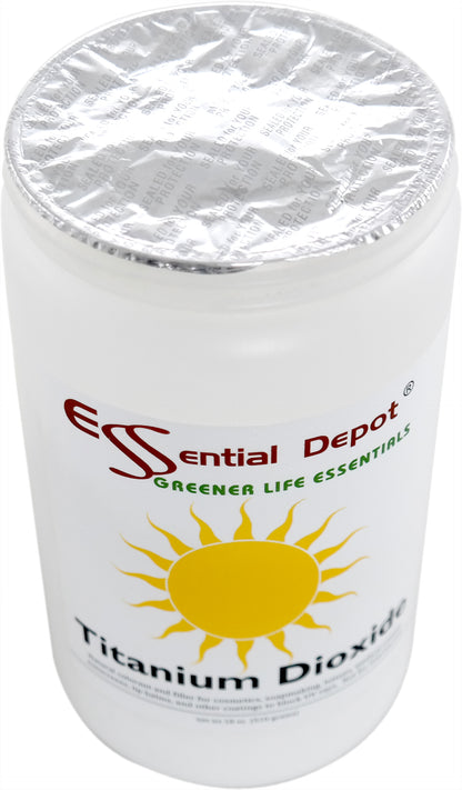 Titanium Dioxide Powder - 18 oz - TiO2 - Non Nano - safety sealed HDPE container with resealable lid