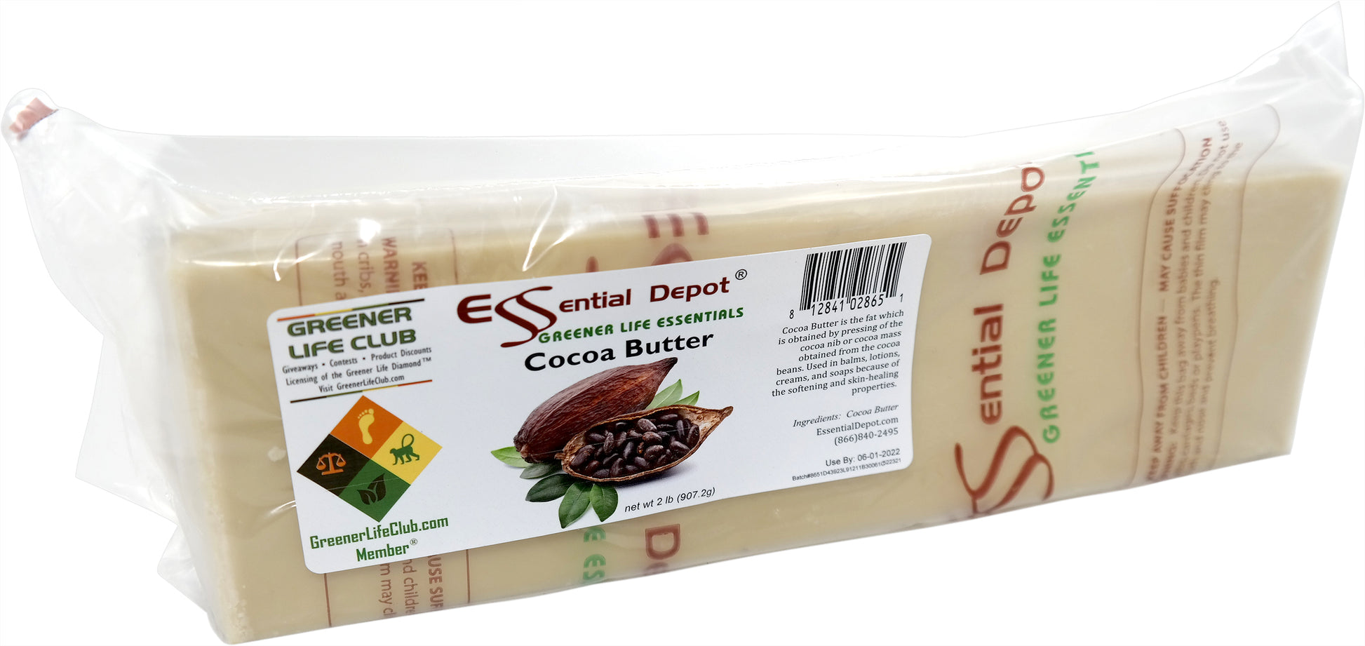 Cocoa Butter - 2 lbs - No Additives - Unrefined
