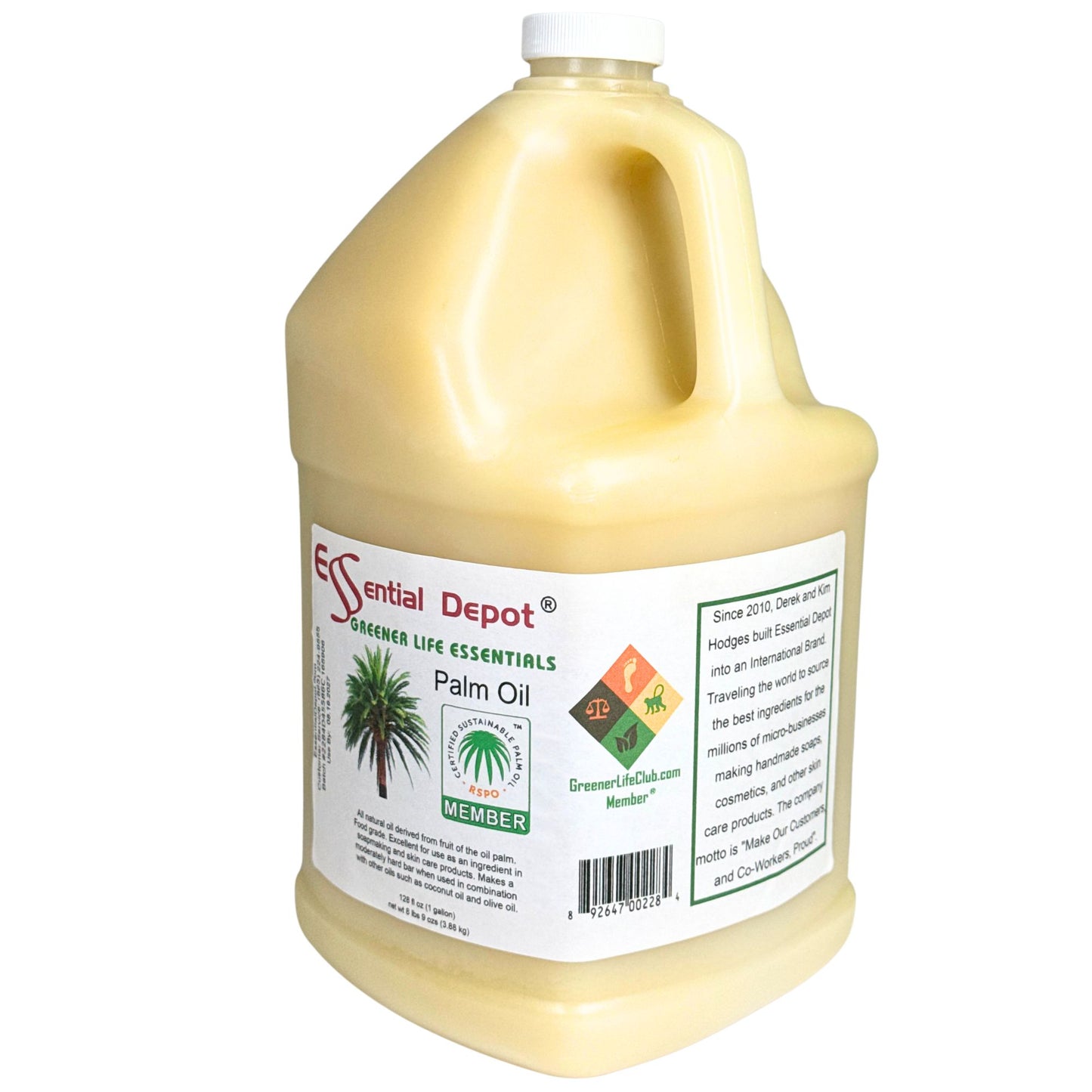 Palm Oil - RSPO Sustainable - 1-gallon - USP Food Grade- Not Hydrogenated - 0g Trans Fat Alternative