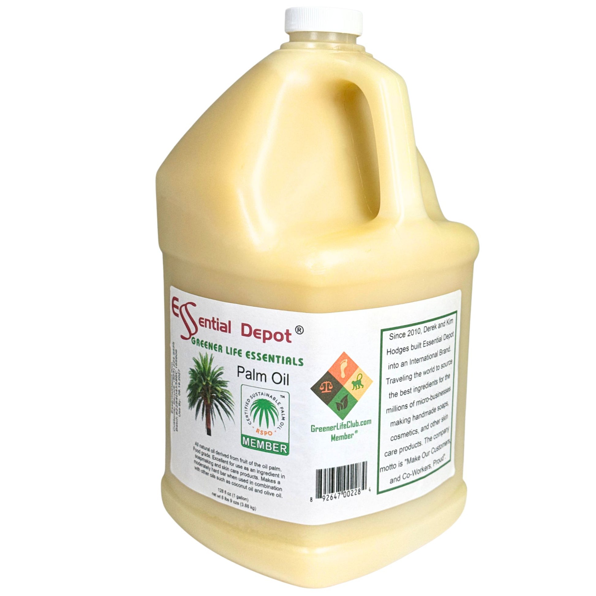 Palm Oil - RSPO Sustainable - 1-gallon - USP Food Grade- Not Hydrogenated - 0g Trans Fat Alternative