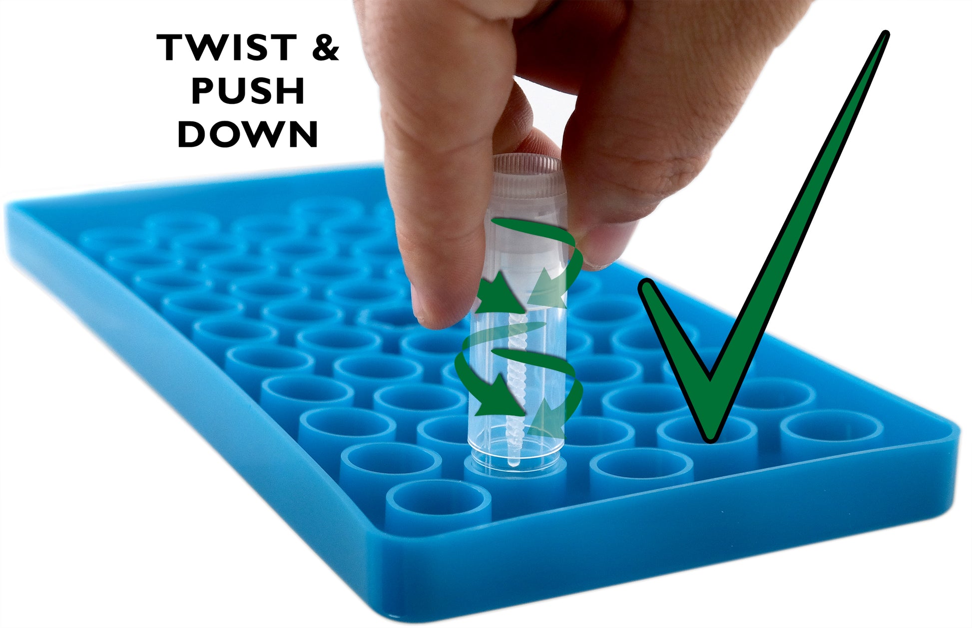 50 Balm Tube Tray (HDPE) - 50 Balm Tubes & Caps (HDPE) - 50 Seal Sleeves (PP) - Scraper (PP)