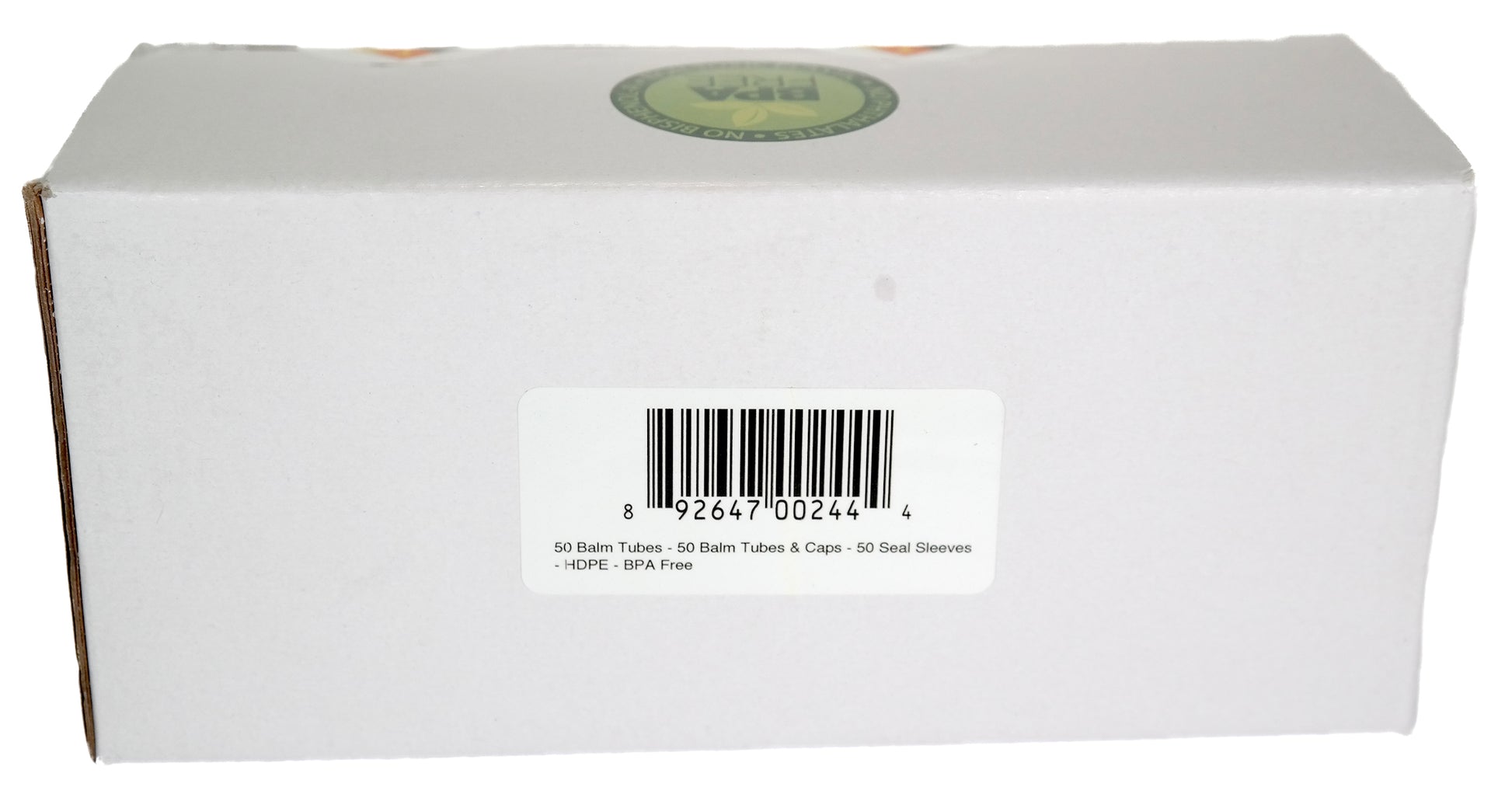 50 Balm Tube Tray (HDPE) - 50 Balm Tubes & Caps (HDPE) - 50 Seal Sleeves (PP) - Scraper (PP)