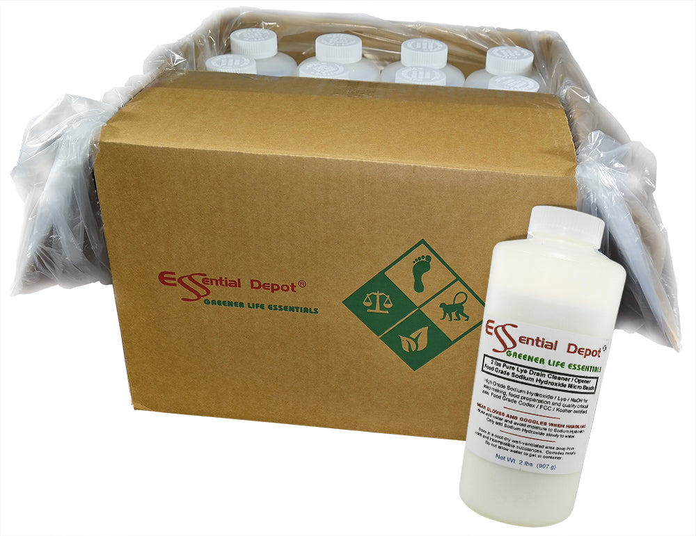Sodium Hydroxide Lye Micro Beads - Food Grade - USP - 32 lbs - 16 x 2lb Bottles