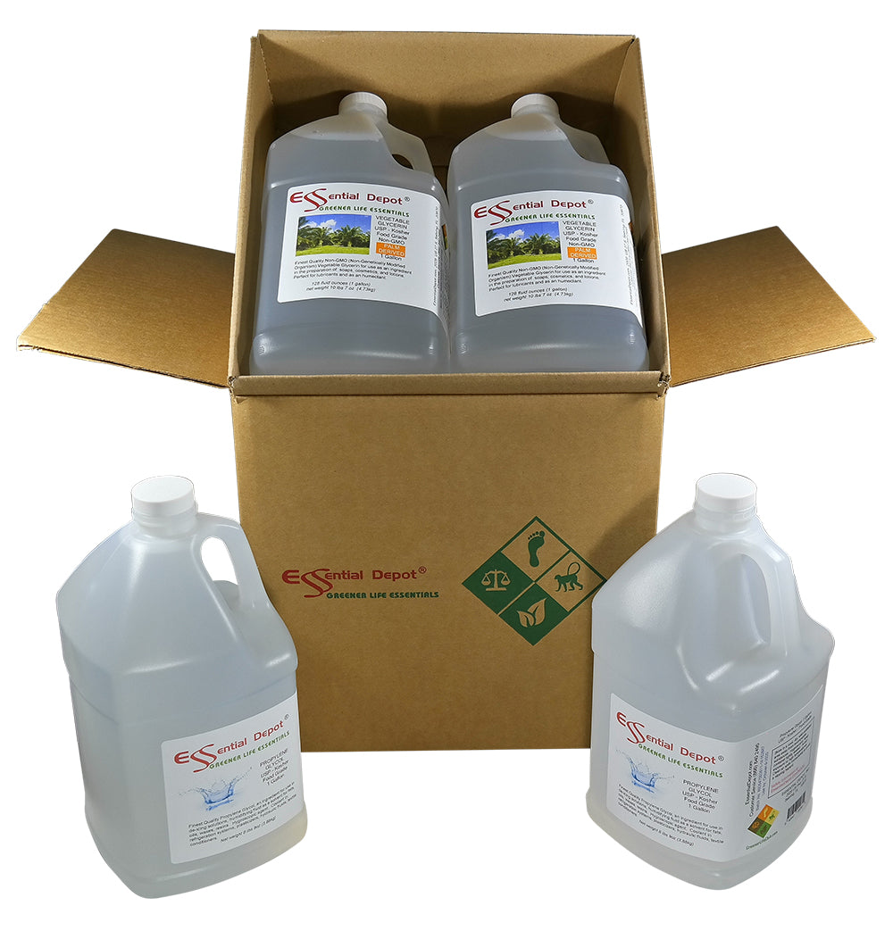glyCUBE - 2 Gal Propylene Glycol & 2 GaL - PALM DERIVED Vegetable Glycerin - FOOD GRADE - USP