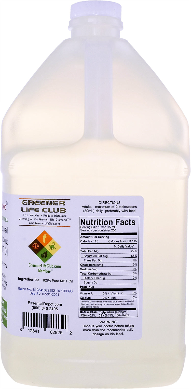 Coconut Oil - MCT Oil - Fractionated - Liquid - C6, C8, C10 - 2 x 1 Gallon - Food Grade - Non GMO