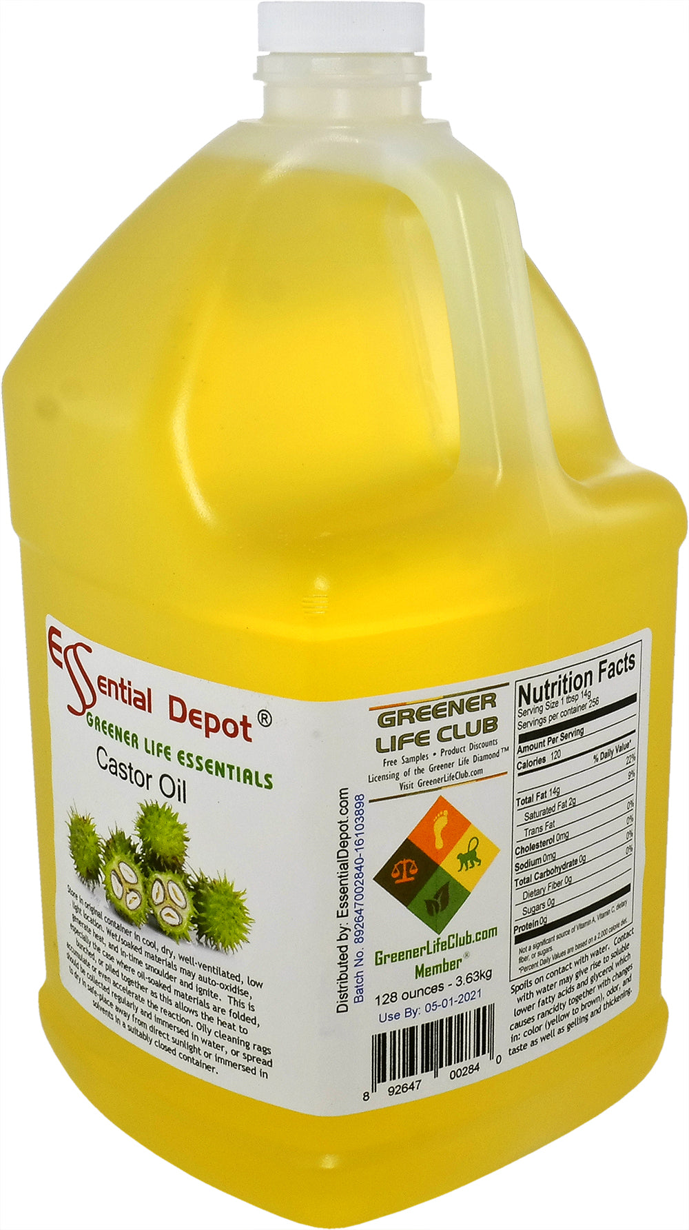 Castor Oil - 2 Gallons - 2 x 1 Gallon Containers - Food Grade - No Additives