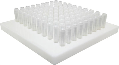 90 Balm Tube Tray (HDPE) - 100 Balm Tubes & Caps (HDPE) - 100 Seal Sleeves (PP) - Scraper (PP)