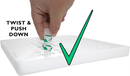 90 Balm Tube Tray (HDPE) - 100 Balm Tubes & Caps (HDPE) - 100 Seal Sleeves (PP) - Scraper (PP)