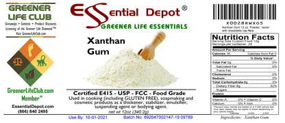 Xanthan Gum - 12 oz - E415 - USP - FCC - Food Grade - Fine Powder