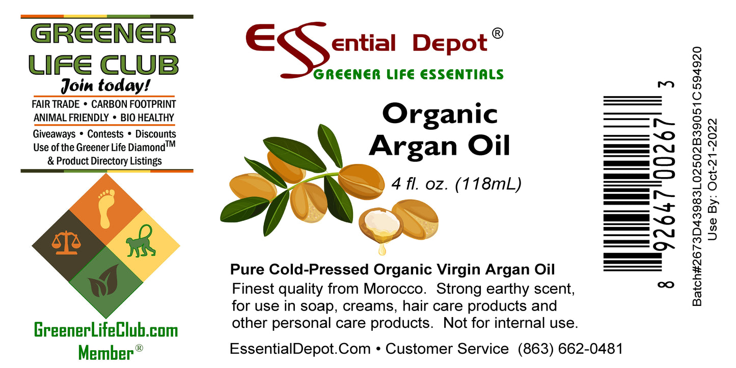 Argan Oil - Virgin - Deodorized - 4 fl oz