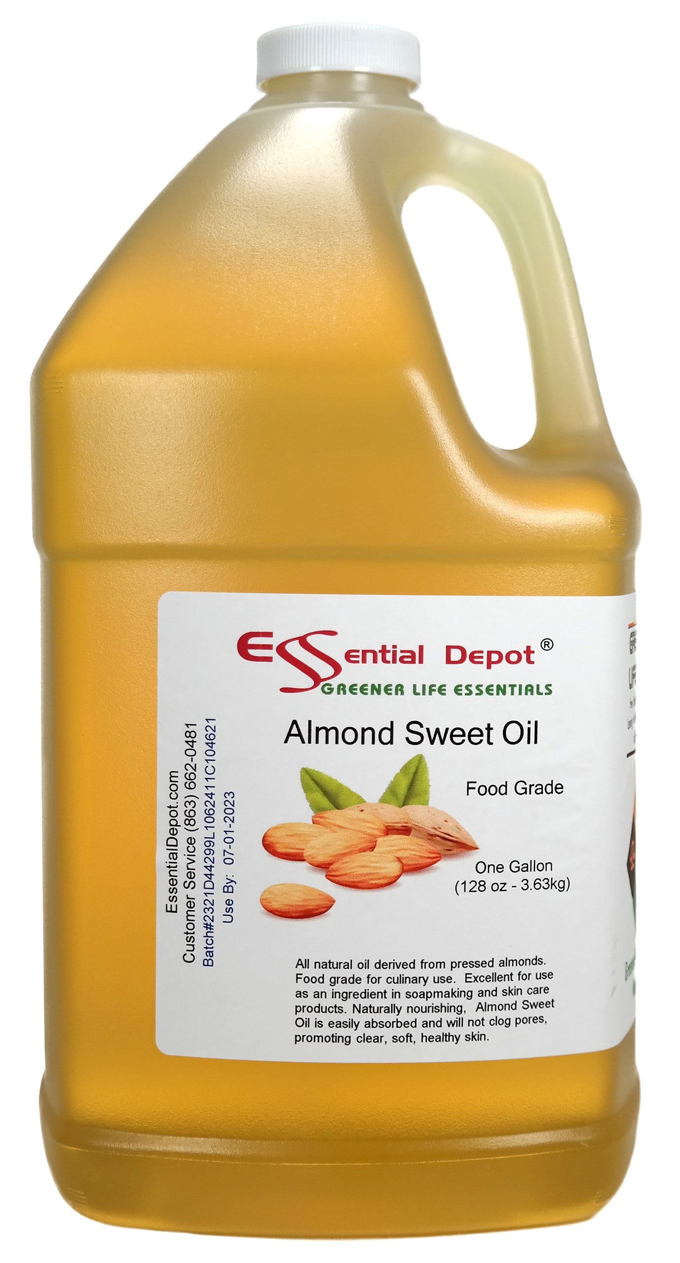 Almond Sweet Oil - 2 Gallons (2 x 1-gallon) - Food Grade - Non GMO - No Additives