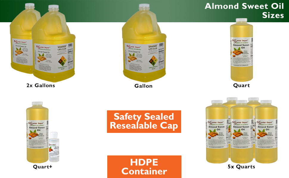 Almond Sweet Oil - 1 Quart - Food Grade - Non GMO - No Additives