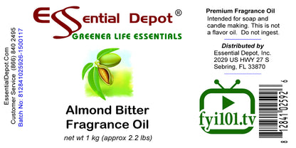 Almond Bitter Fragrance Oil - 1 kg. - Approx 2.2 lbs.