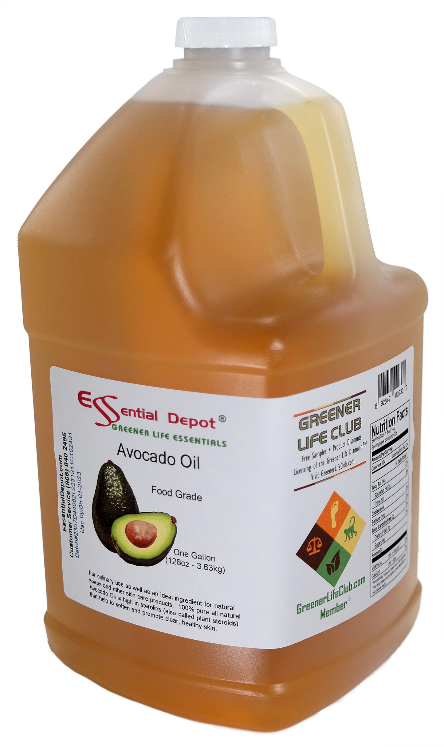 Avocado Oil - 2 Gallons - 2 x 1 Gallon Containers - Food Grade - No Additives