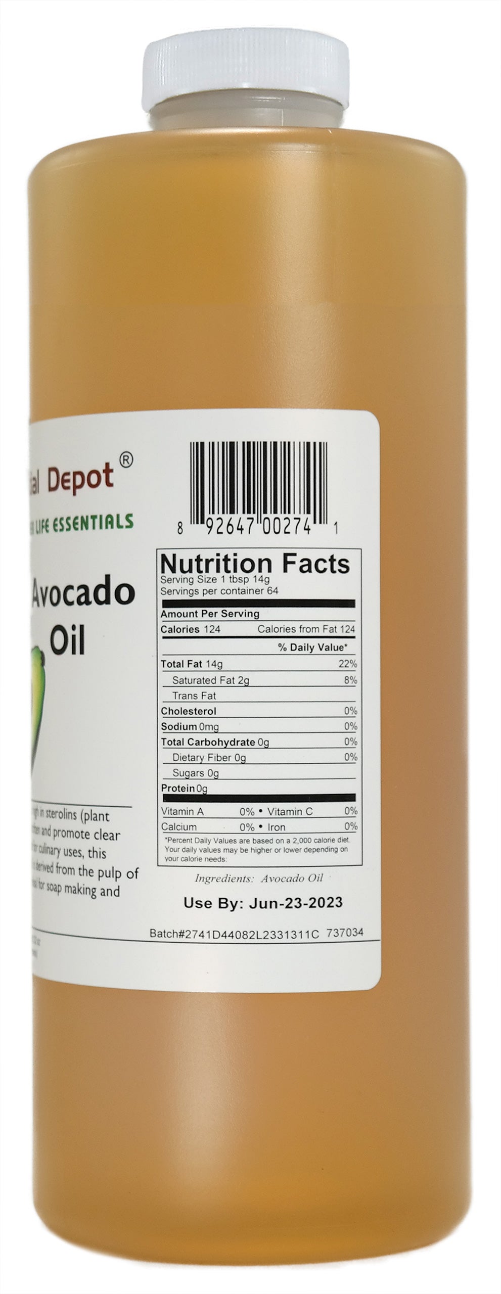 Avocado Oil - 1 Quart + refillable empty 2 oz - Food Grade - No Additives