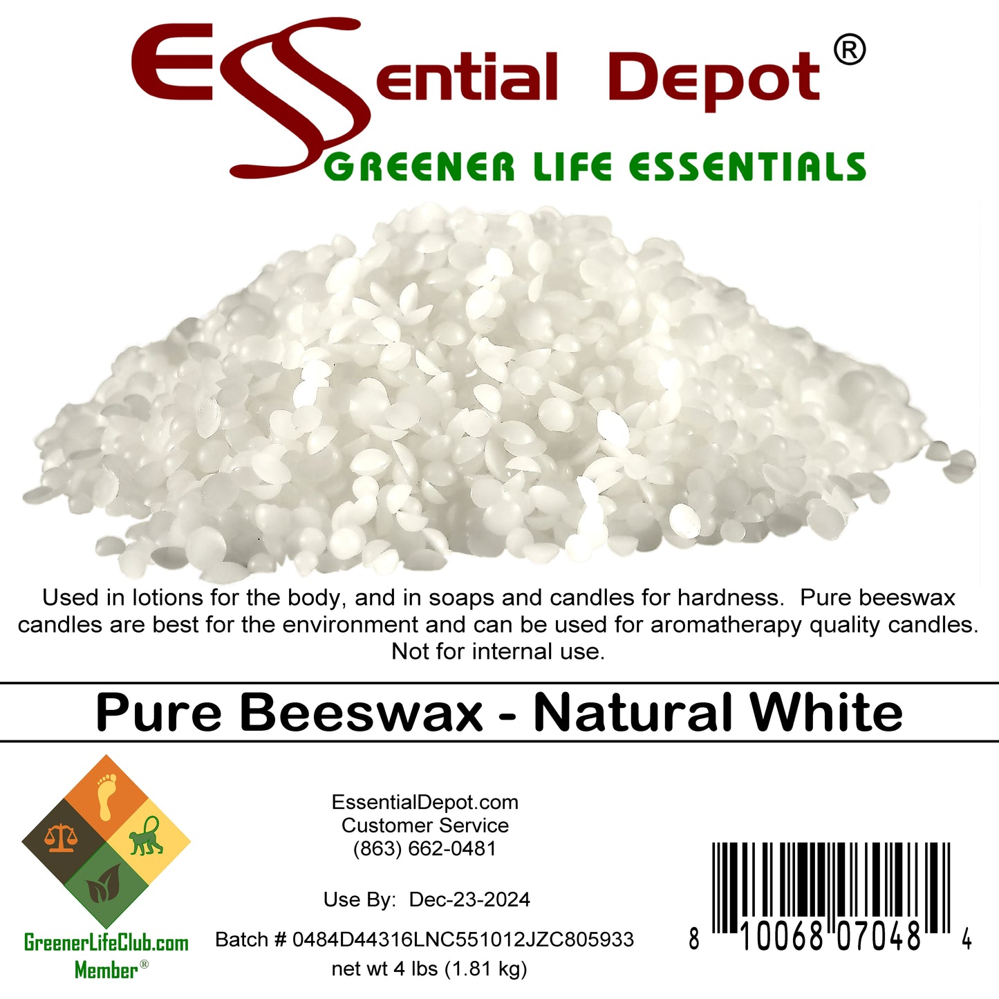 Bees Wax - White - Pastilles or Pearls - No Additives - No Bleach - Twice Filtered - 4 lbs  - FREE US SHIPPING
