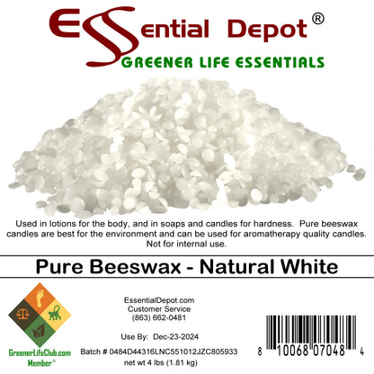 Bees Wax - White - Pastilles or Pearls - No Additives - No Bleach - Twice Filtered - 4 lbs  - FREE US SHIPPING