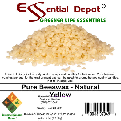 Bees Wax - Yellow- Pastilles or Pearls - No Additives - No Bleach - Twice Filtered - 4 lbs  - FREE US SHIPPING