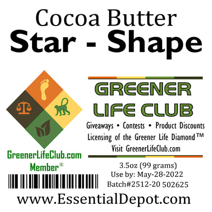 Cocoa Butter Star - 3.5 oz (99 g) - No Additives - Unrefined