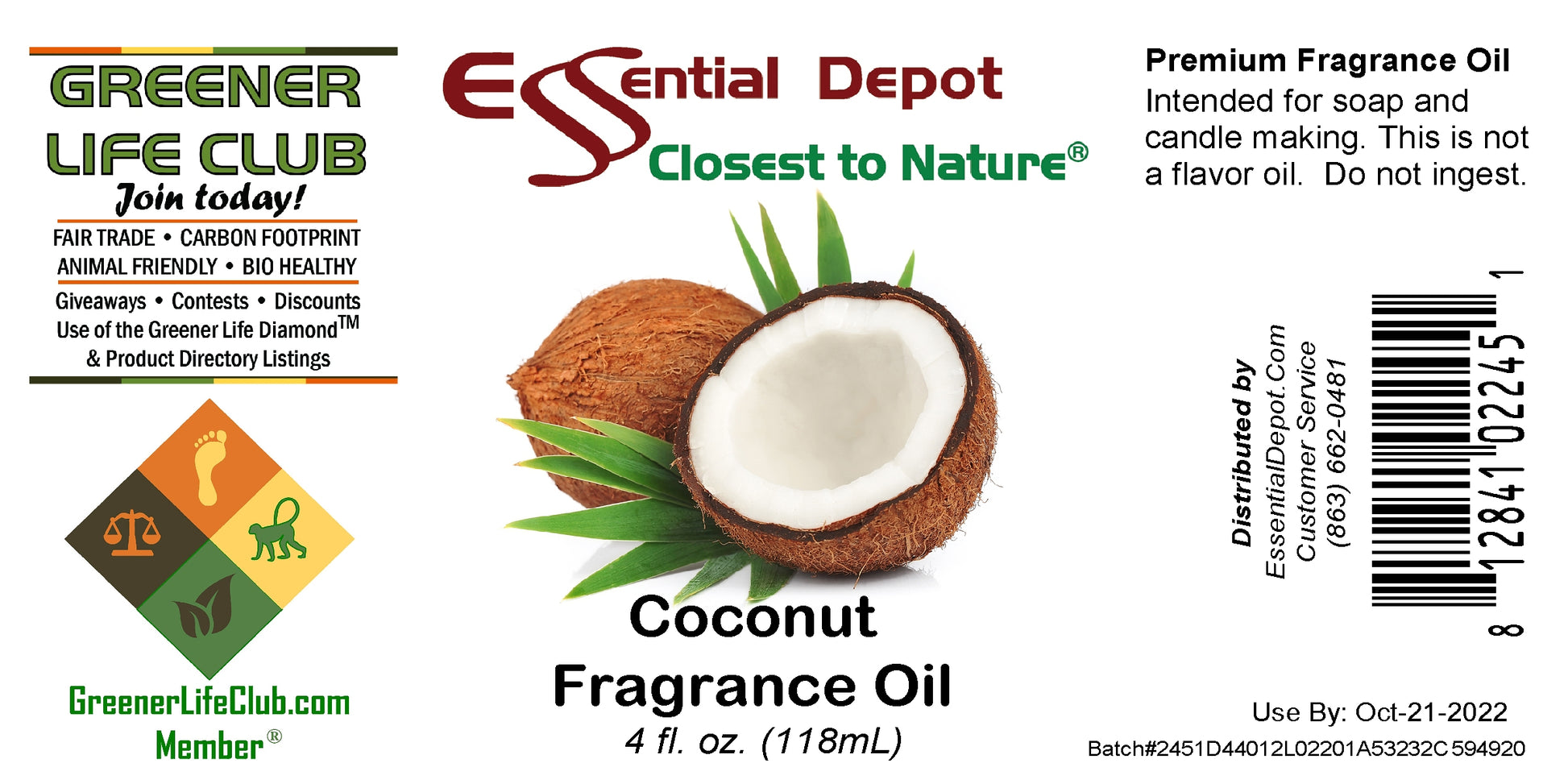 Coconut Fragrance Oil - 4 oz.