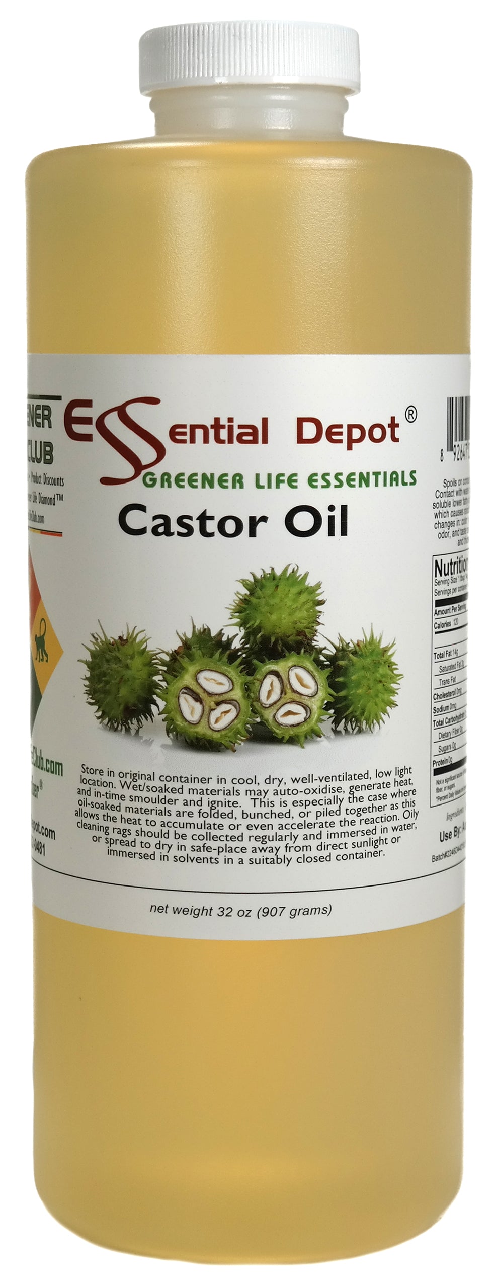Castor Oil - Food Quart - 5 Quarts (32 oz per container) - Food Grade - No Additives