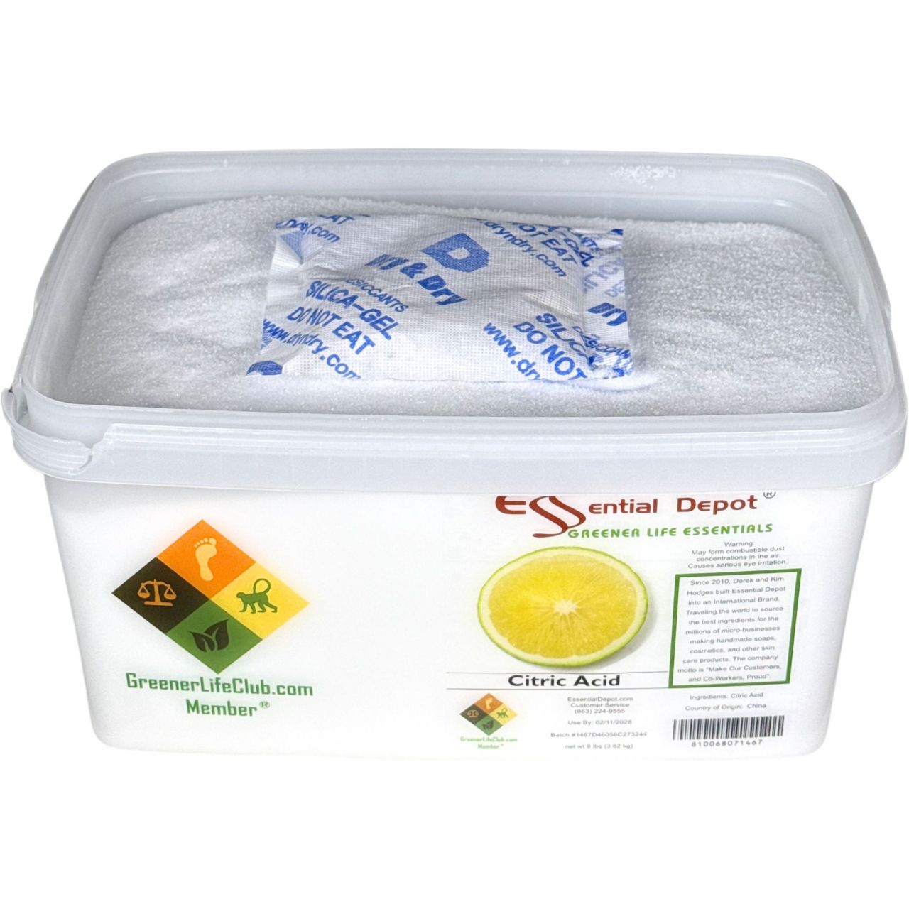 Citric Acid - Non GMO, Anhydrous, USP-NF/FCC, Granular - 8 lbs in GLC Box
