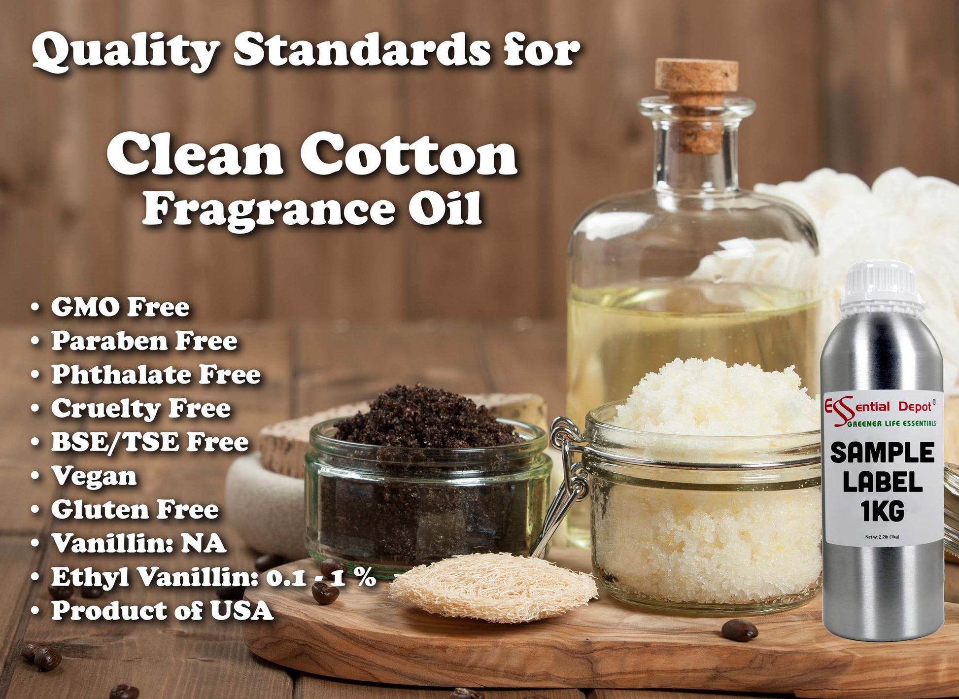 Clean Cotton Fragrance Oil - 1 kg. - Approx 2.2 lbs.