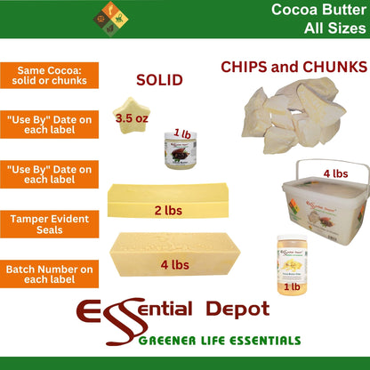 Cocoa Butter - 1 lb - No Additives - Unrefined