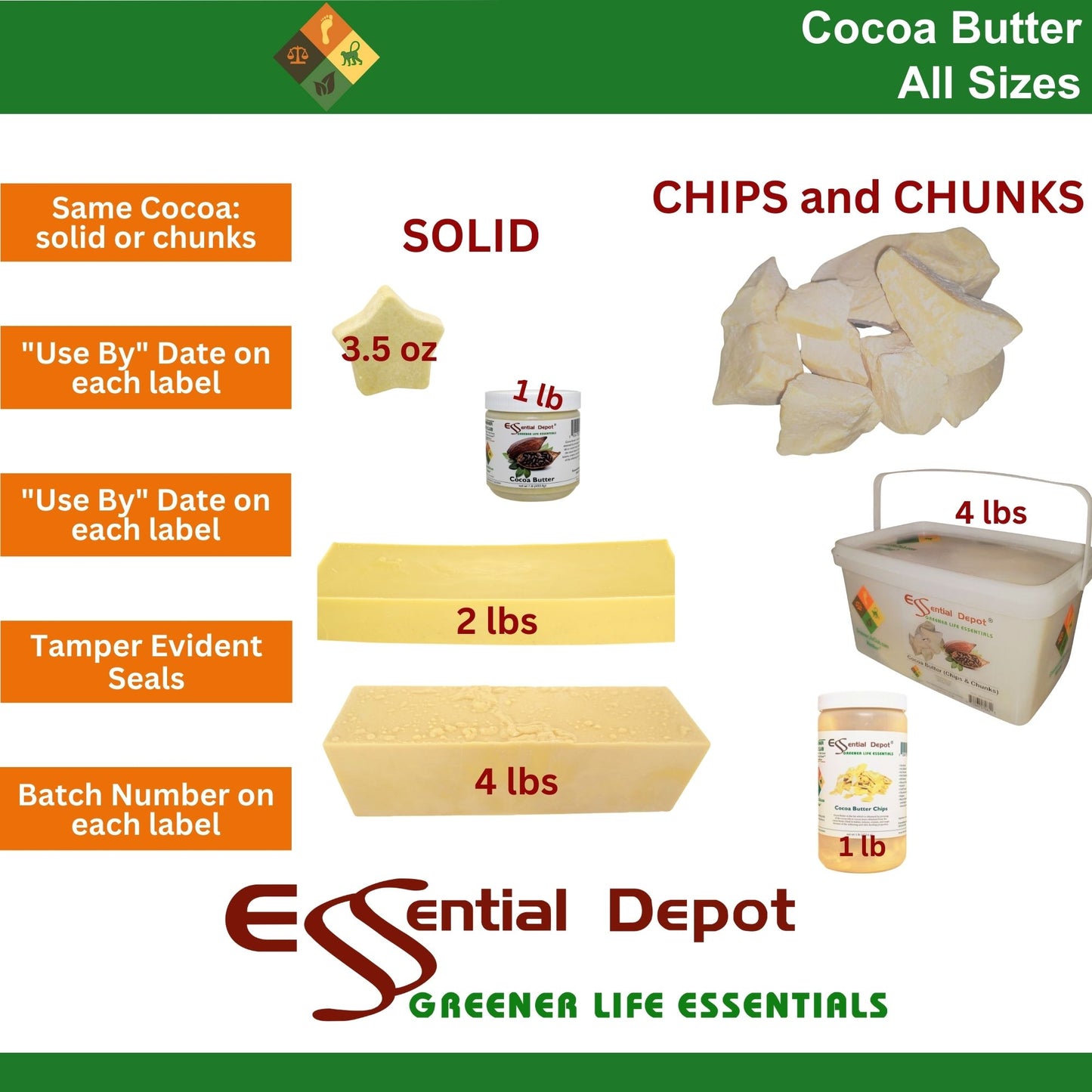 Cocoa Butter Novas - 1 lb - No Additives - Unrefined