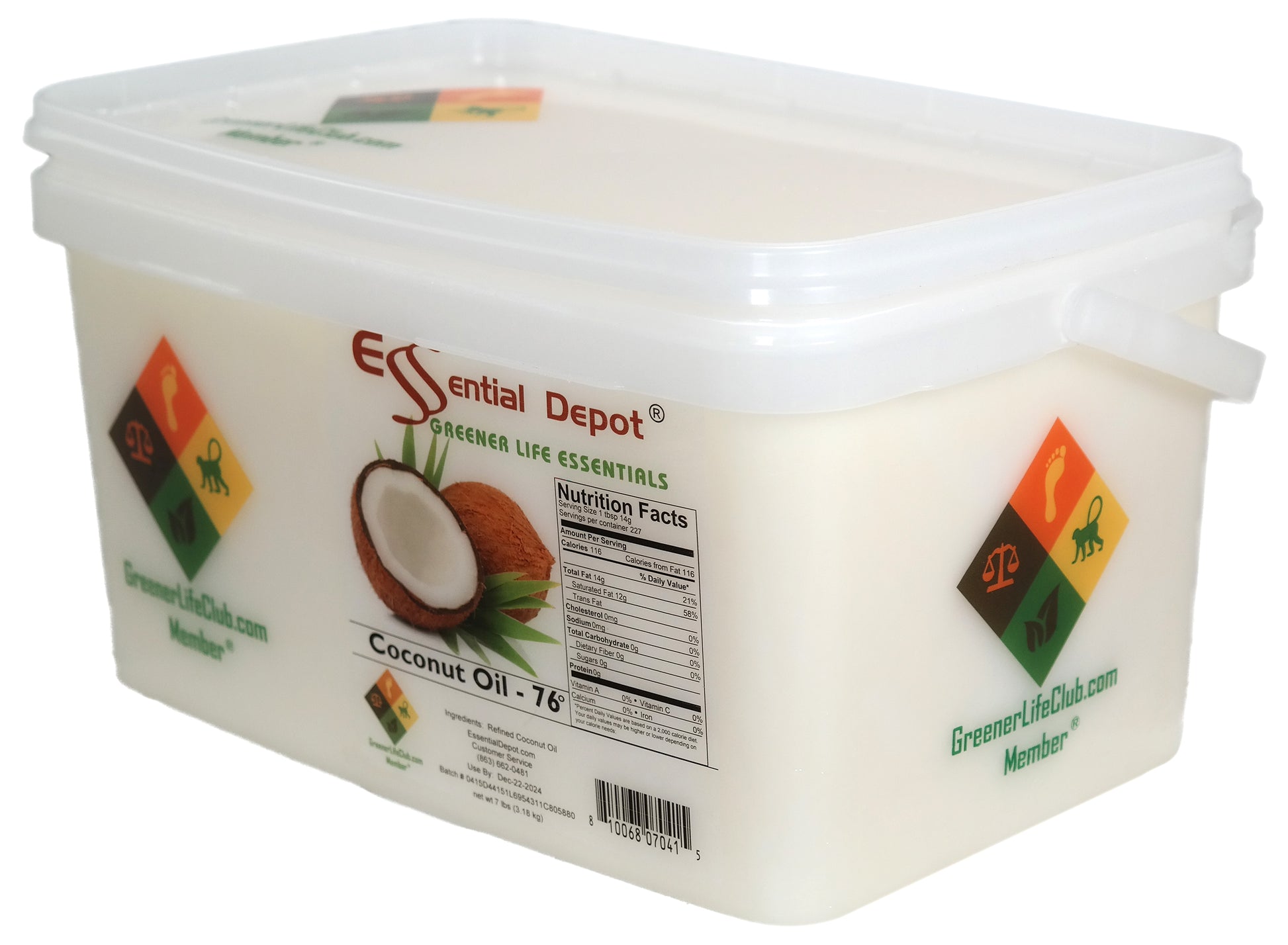 Coconut Oil 76F - 7 lbs - GLC Box - USP - Food Grade - Odorless - Tasteless