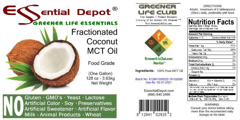 Coconut Oil - MCT Oil - Fractionated - Liquid - C6, C8, C10 - 2 x 1 Gallon - Food Grade - Non GMO