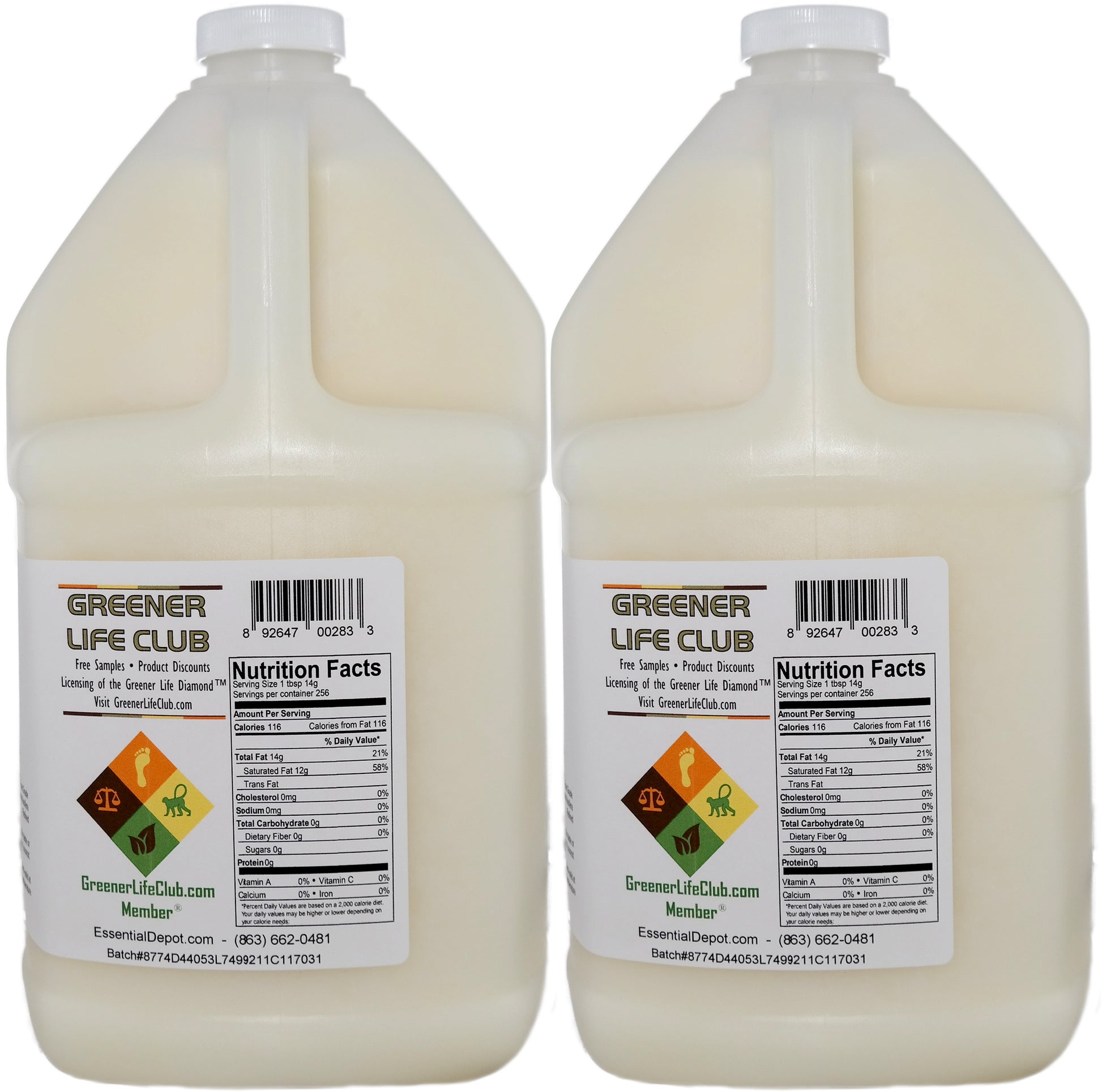 Coconut Oil 76F - 2 Gallons - 2 x 1 Gallon Containers - USP - Food Grade - Odorless - Tasteless