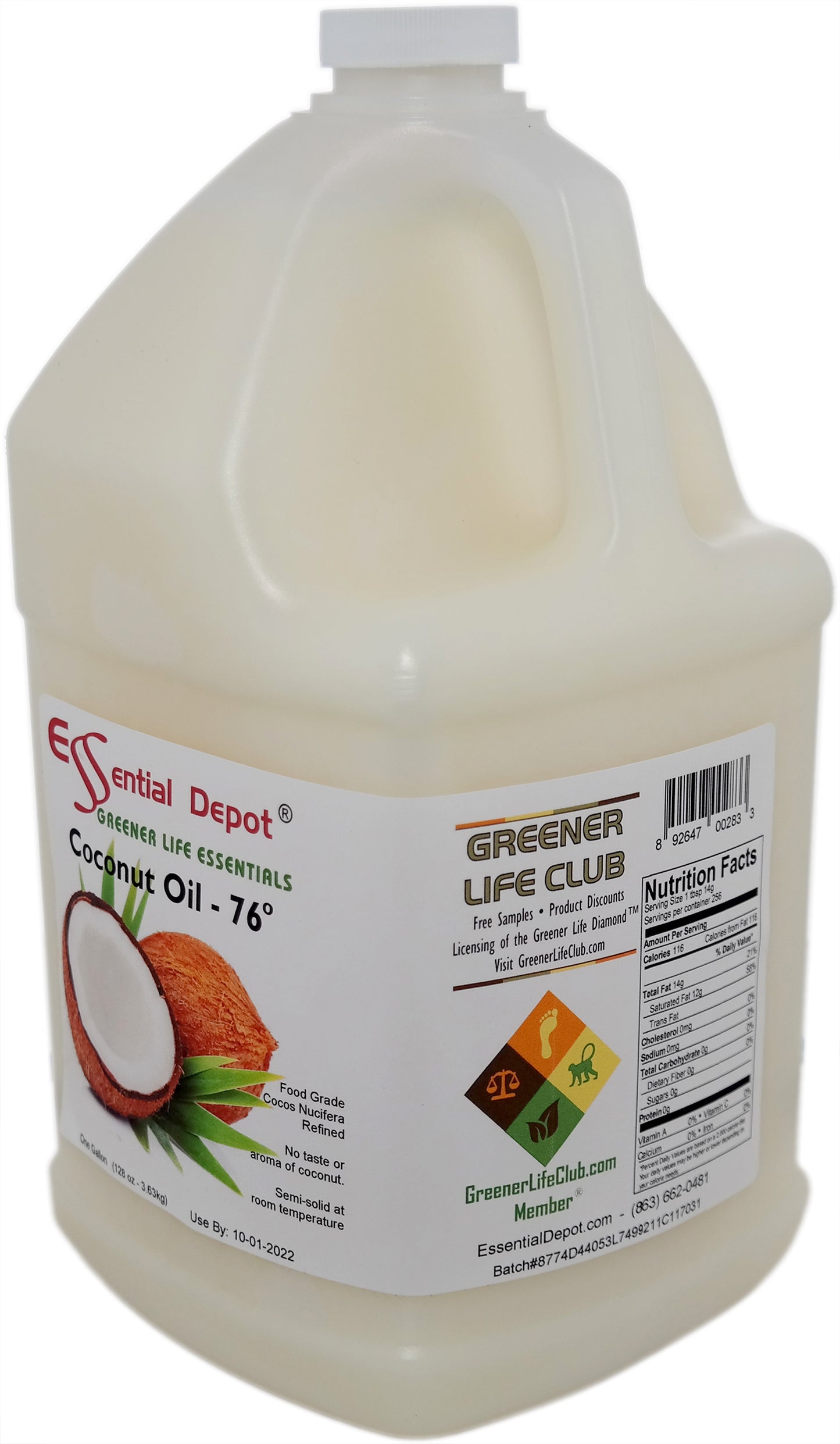 Coconut Oil 76F 1-Gallon and Palm Oil RSPO Sustainable 1-Gallon - Combination Pack - 2 x 1 Gallon