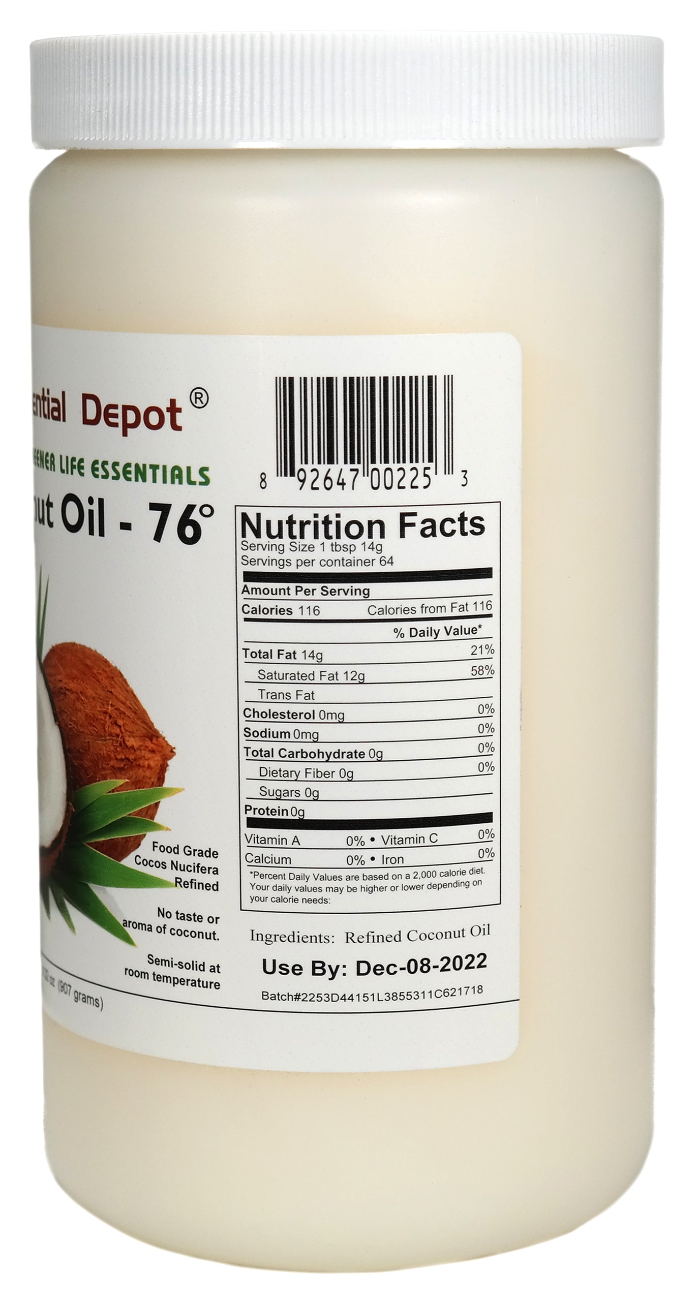 Coconut Oil 76F - 6 @ 1 Quart - USP - Food Grade - Odorless - Tasteless