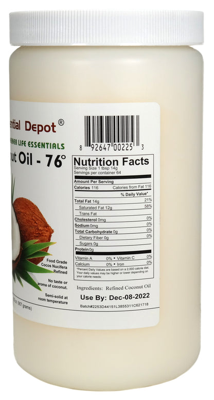 Coconut Oil 76F - 6 @ 1 Quart - USP - Food Grade - Odorless - Tasteless