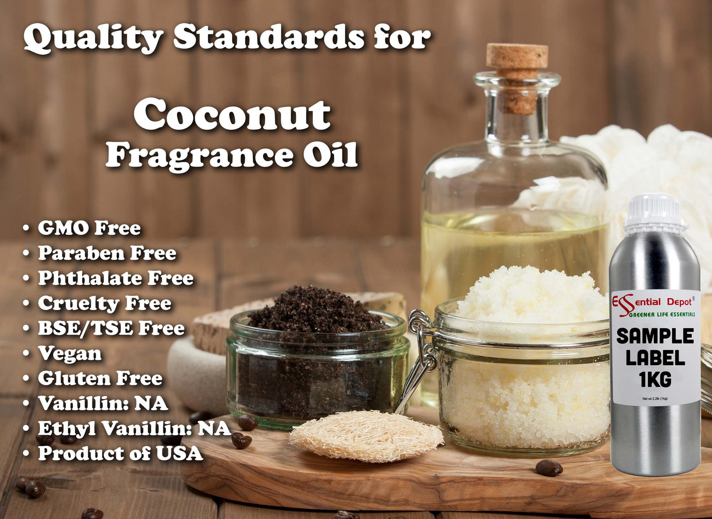Coconut Fragrance Oil - 1 kg. - Approx 2.2 lbs.