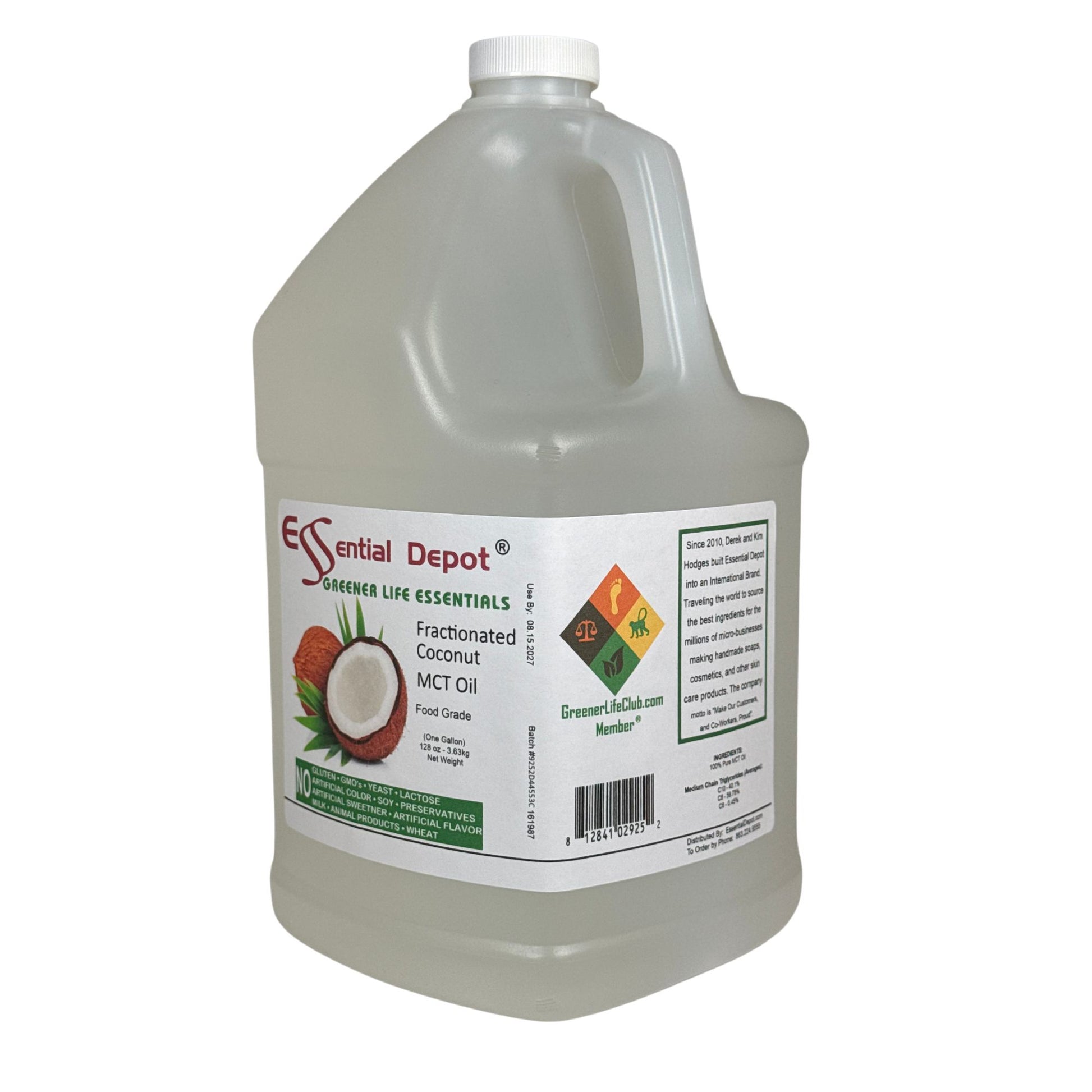 Coconut Oil - MCT Oil - Fractionated - Liquid - C6, C8, C10 - 1 Gallon - Food Grade - Non GMO