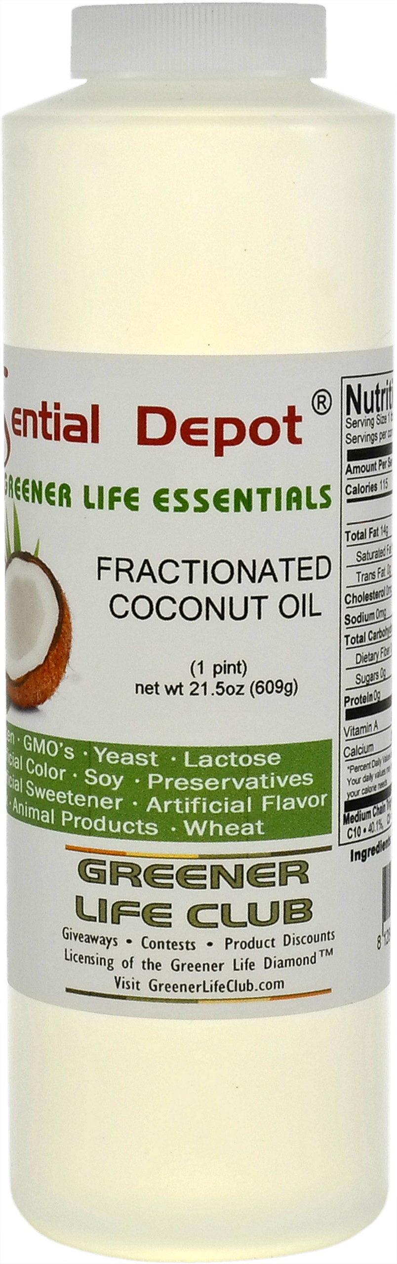 Coconut Oil - MCT Oil - Fractionated - Liquid - C6, C8, C10 - 1 Pint - Food Grade - Non GMO