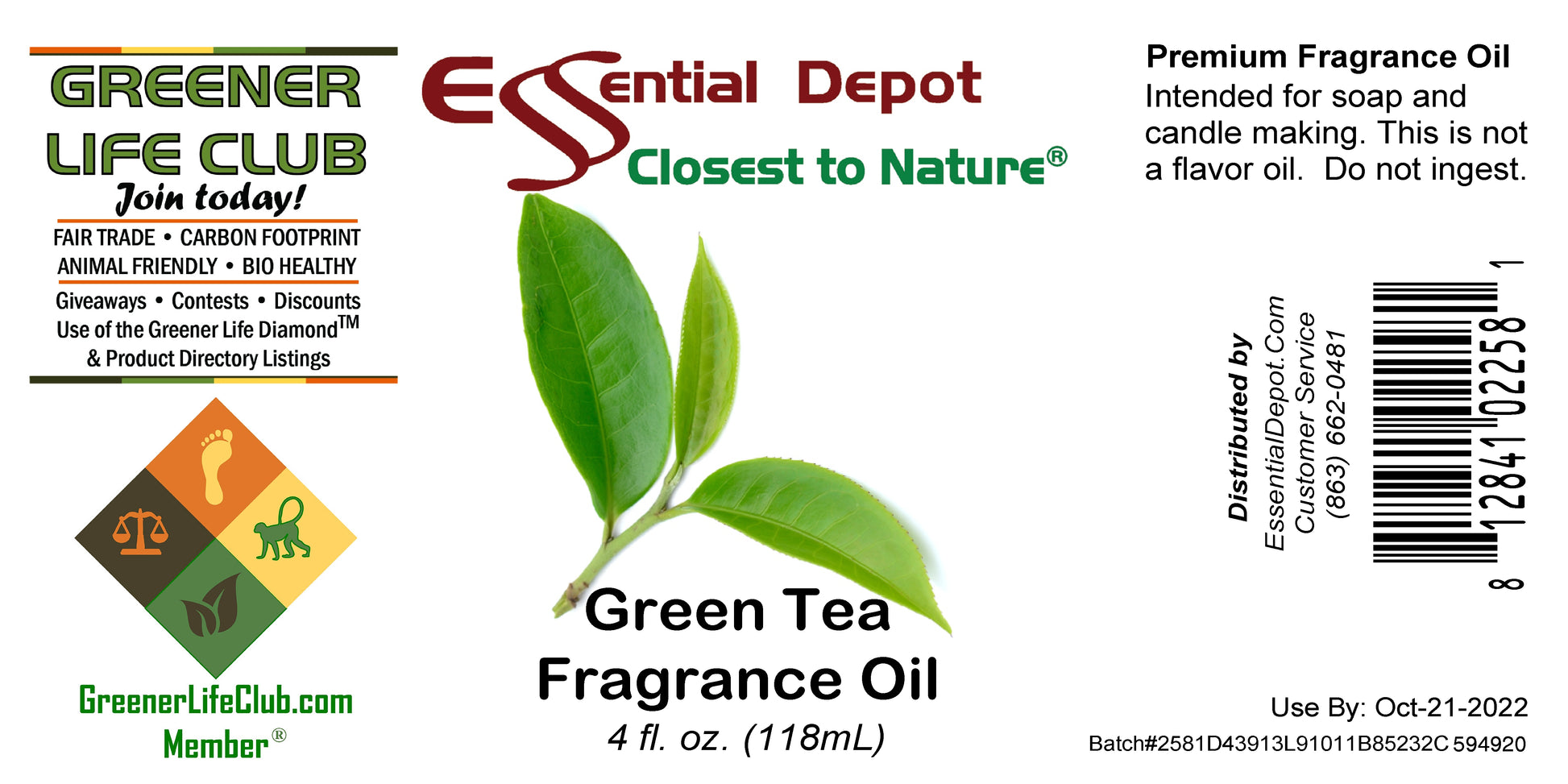 Green Tea Fragrance Oil - 4 oz