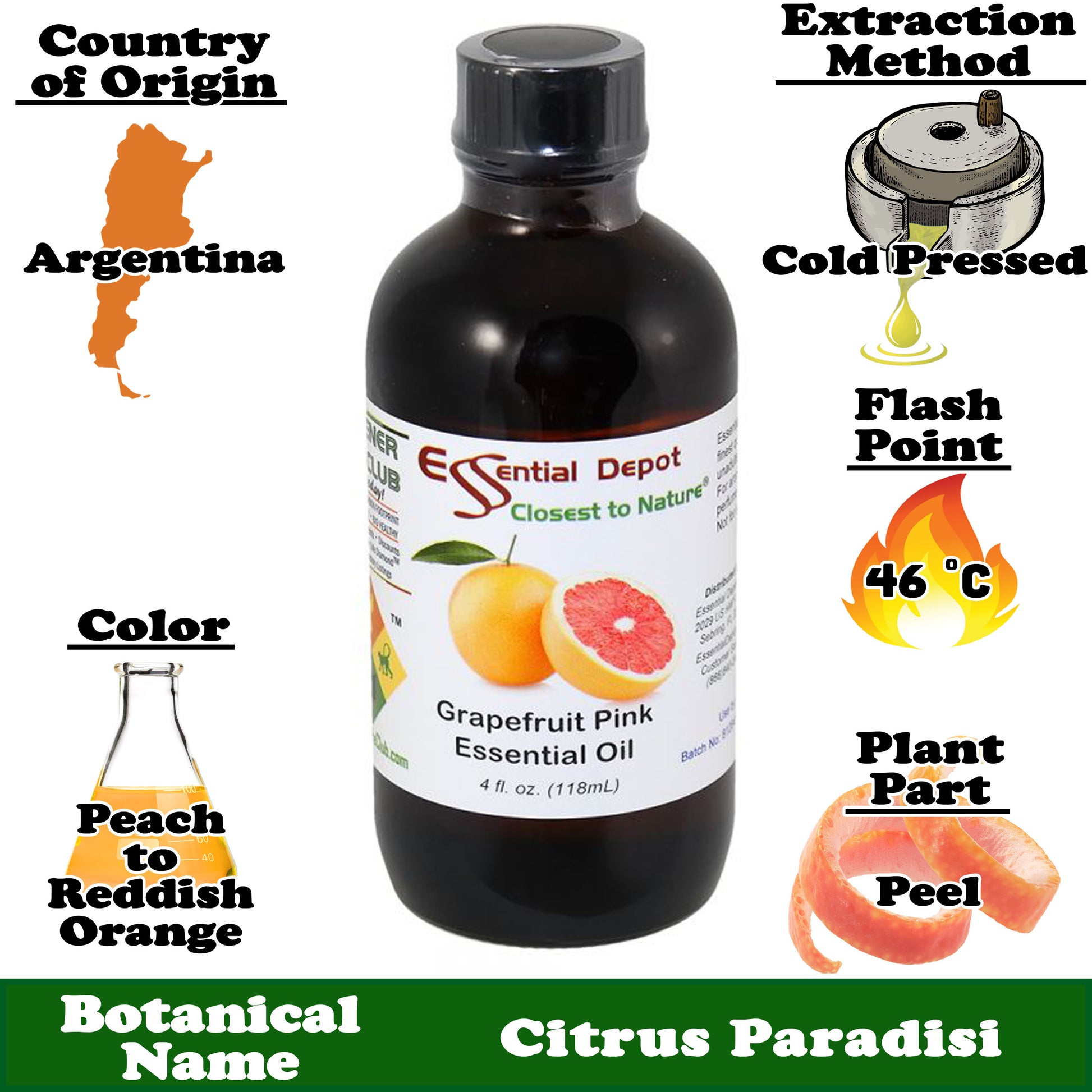 Grapefruit Pink Essential Oil - 4 oz.