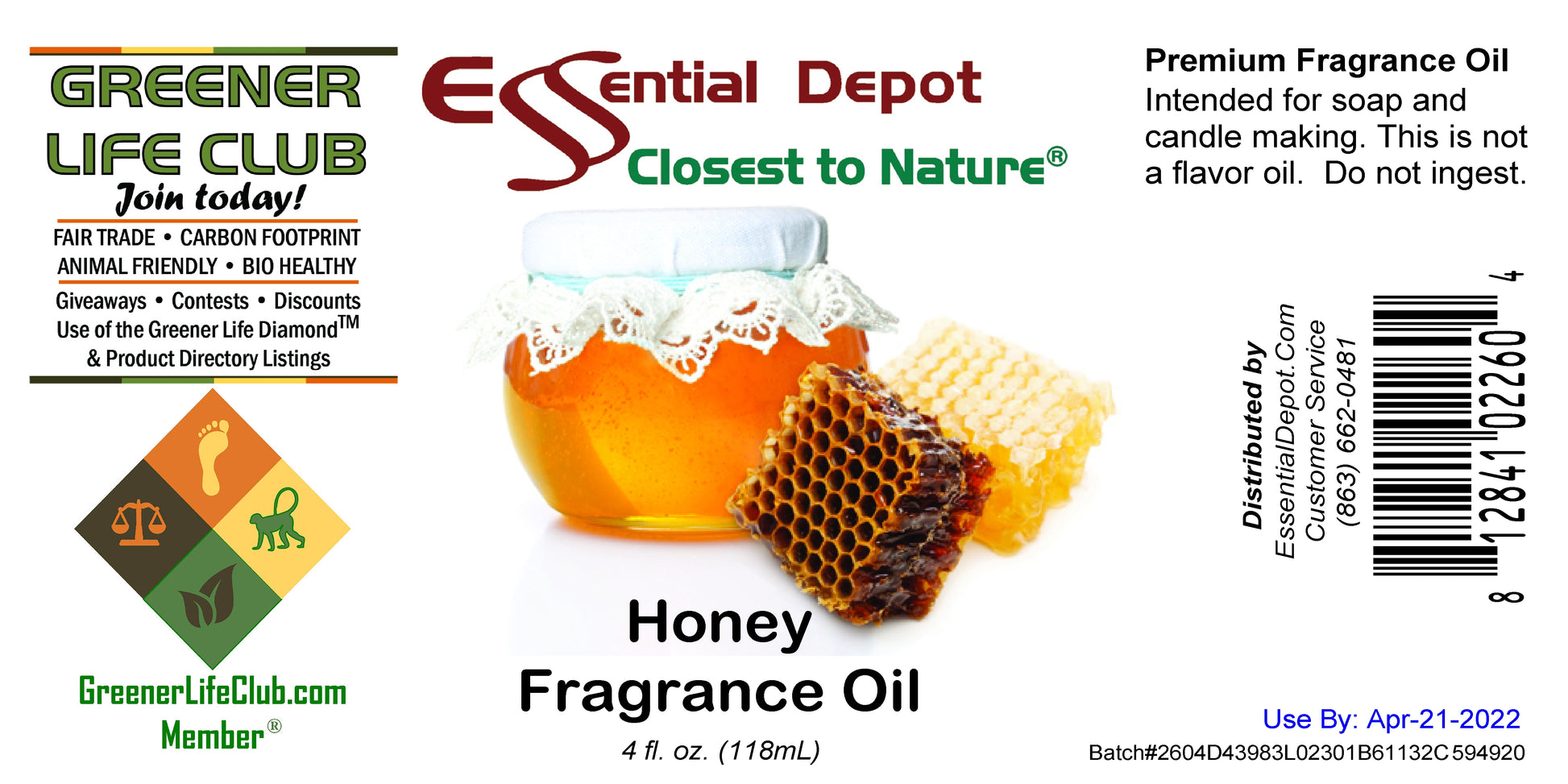 Honey Fragrance Oil - 4 oz.