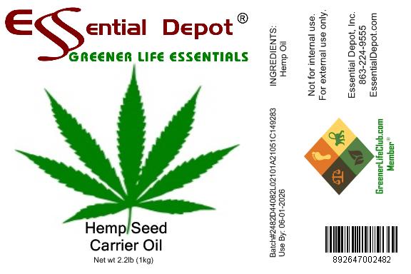 Hemp Seed Oil - 1 kg net wt (approx 2.2 lbs)