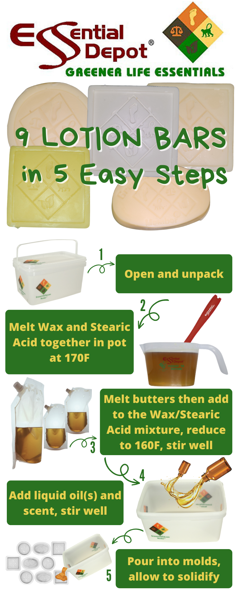 Lotion Bar Making Kit (DECONSTRUCTED) - Basic - Calendula