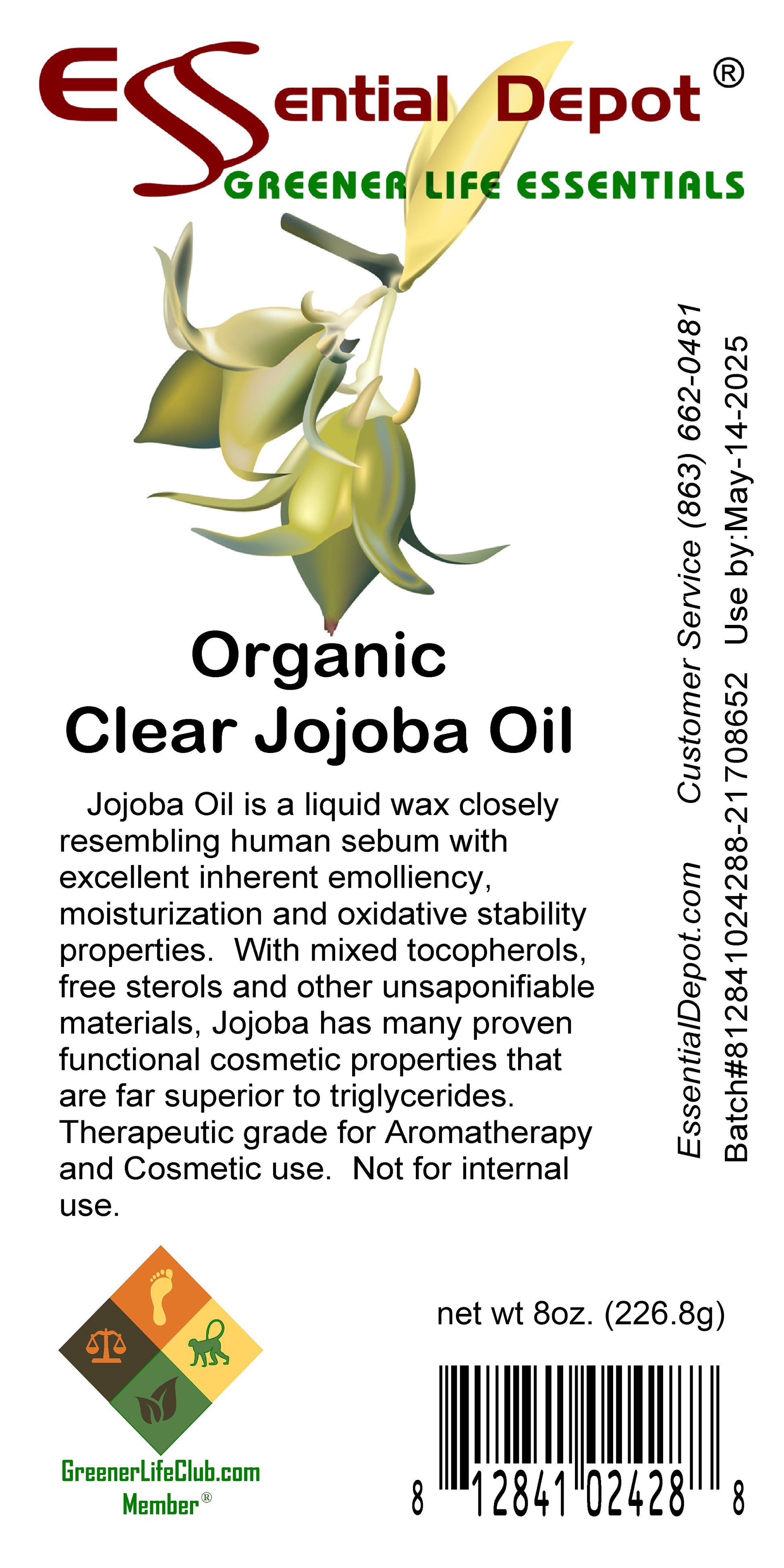 Jojoba Organic Clear 8 oz.